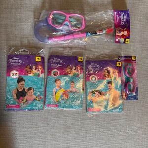 Disney Princess Pool Set Snorkel Mask Goggles Beach Ball Swim Tube Pink
